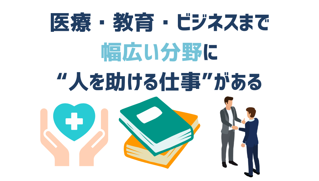 医療・教育・ビジネスなど幅広い分野の人を助ける仕事